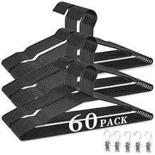 60Pack Metal Wire Hangers+5 Clothes Pins, 16.5" Wire Clothes Hangers for Standard Sized Shirt, Suits, Jackets, Skirts, Ultra Thin Space Saving, Bulk for Home and Commercial