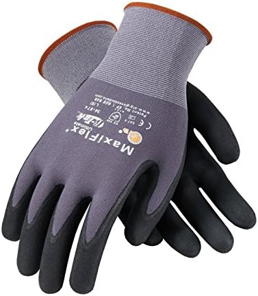 MaxiFlex 34-874 Gloves Seamless Knit Nylon Gloves with Nitrile Coated Micro-Foam Include Grip on Palm and Fingers