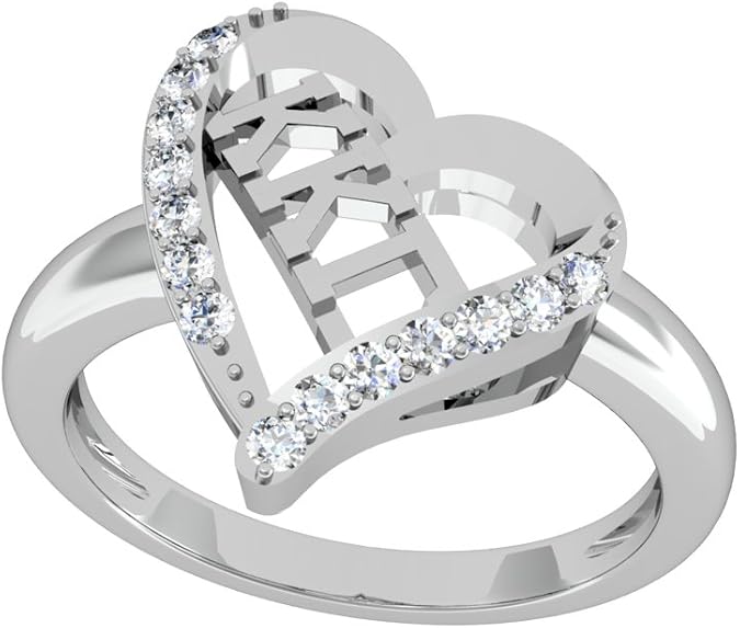 Kappa Kappa Gamma Heart Silver Ring