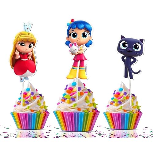 10 pcs True Rainbow Kingdom Cupcake Toppers - Colorful Party Decorations for True Fans
