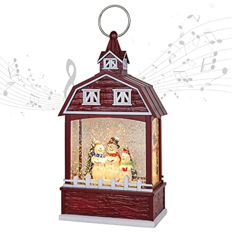 DRomance Christmas Music Snow Globe Lantern with 6 Hour Timer, USB Powered Battery Operated Lighted Water Singing Snow Globe Holiday Women Children GiftSnowman, 5 x 3.1 x 11.1 Inches