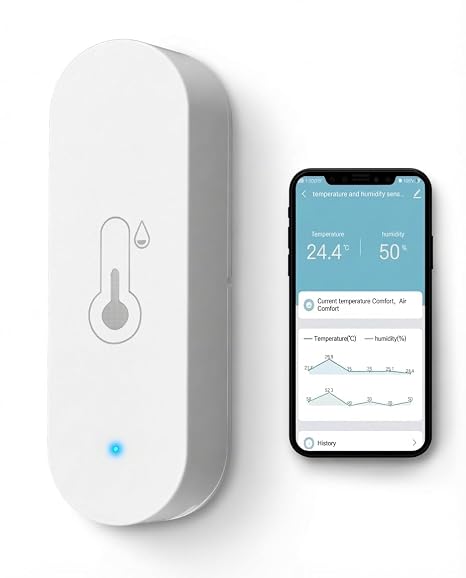 WiFi Temperature Humidity Sensor Smart Room Thermometer with Real-Time Monitoring Indoor Humidity Monitor Meter Compatible with Alexa & Google Assistant (Cozylife App) for Baby Pet Garden Office