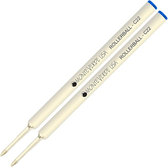 Lanier Combo Pack - 2 Pack - Monteverde Rollerball C22 Paste Ink Refill Compatible with Most Cross Style Rollerball Pens - Blue (Fine Tip 0.6mm)