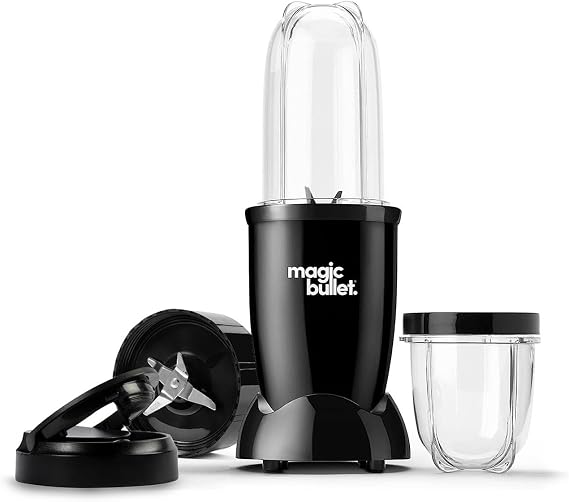 magic bullet Blender 7pc Set in Black - Powerful 10,000 RPM - Sleek, Compact & Portable - Great for Smoothies, Juices, Protein Shakes, Milkshakes, Soups, Salad Dressings, Salsa & Food Prep