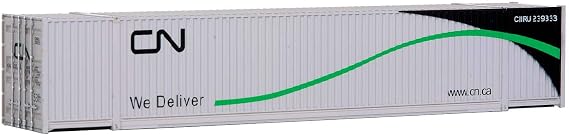 Walthers SceneMaster HO Scale Model of Canadian National (White, Black, Green) 53' Singamas Corrugated Side Container,949-8501