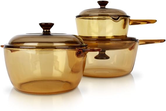Visions Vs-337 Pot Kitchen Cookware Saucepan Heat-resistant Glass Cooking Pot Cookpot Pasta Pots 6p Set
