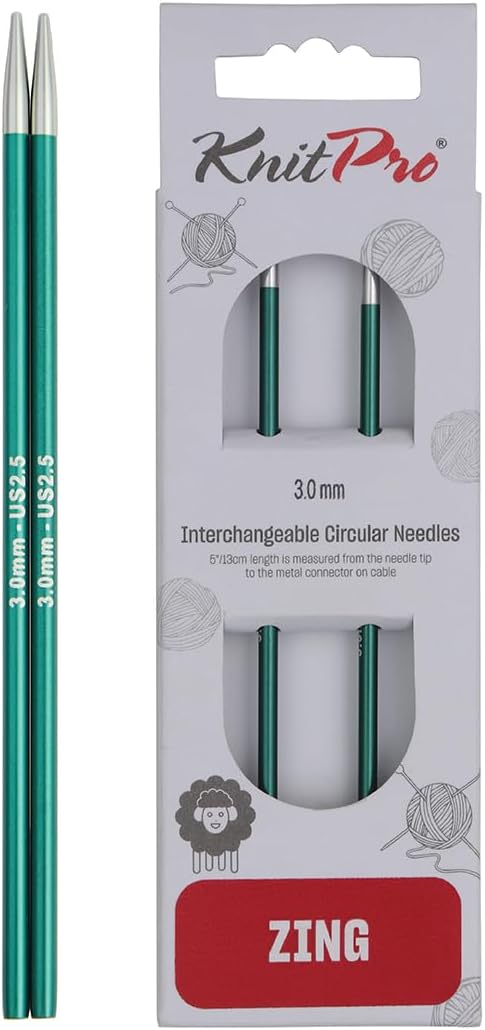 KnitPro Zing Interchangeable Circular Needles 4" (10cm) | US Size 2.5 (3mm)
