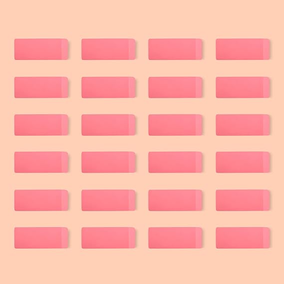 Amazon Basics Rectangular Erasers for School and Office, Pink, Art Eraser for Drawing, Stationery Supplies, 24 Count
