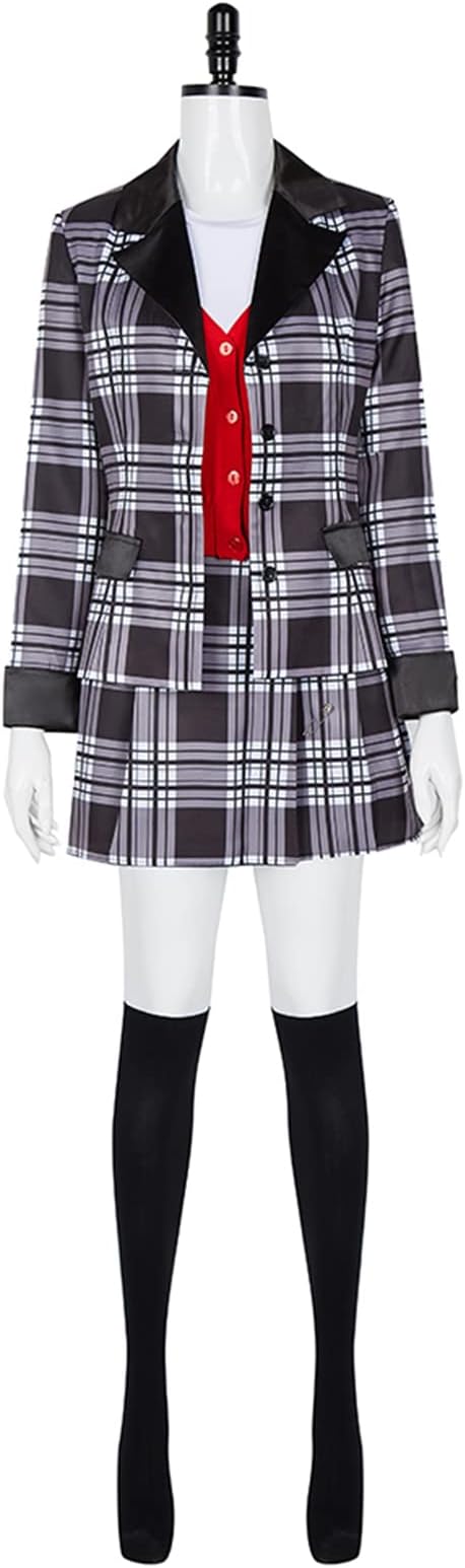 Weixu Cosplay Costume Shcool Dress Yellow Plaid Uniform Blazer Skirt Full Set Halloween M