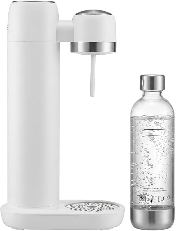 MTM GAS Soda Machine, Manual Carbonator, BPA-Free 1L PET Bottle, Black/White, 24x12.5x40.5 cm, 1.1 kg, 60L GAS BEVERAGE CAN BE MADE