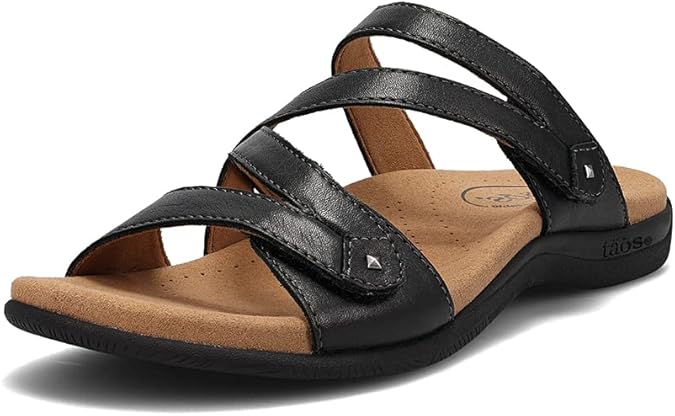 Taos Double U Premium Leather Womens Sandal - Stylish Adjustable Strap Design with Arch Support, Cooling Gel Padding for All-Day Enjoyment and Walking Comfort