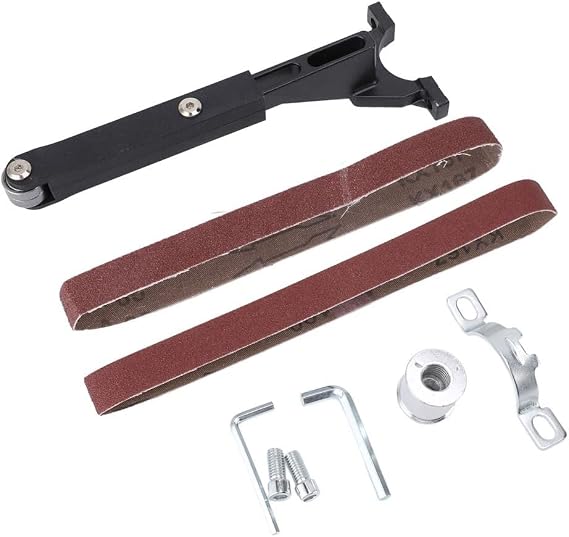 Sander Attachment Kit for Angle Grinder - Universal Fit M10 M14 Threads, 27cm Aluminum Alloy Converter with Sanding Belts for Wood Metal Polishing