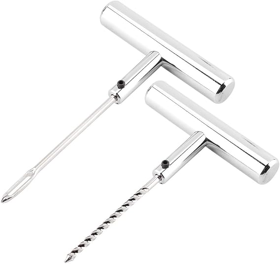 XUUYUU Tire Repair Kit, 2Pcs Tyre Repairing Tool Set with T Handle Plig for Cars, Motorcycles, Bikes