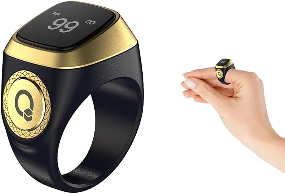 Anlising Smart Ring Counter, Smart Tasbih Zikr Ring, Muslim Islamic Prayer Smart Rings, Tasbih Counter Smart Ring, Tasbeeh Smart Counter, Digital Electronic Smart Tally Counter for Prayer (Black,18MM)