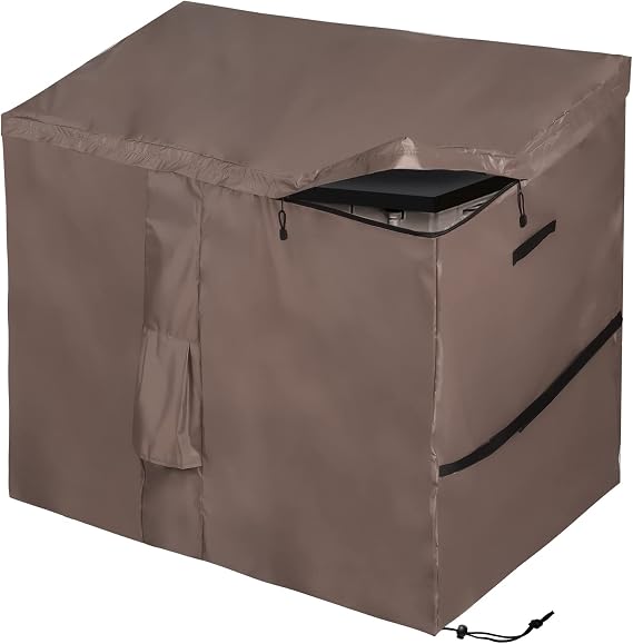 Waterproof Garden Shed Cover, Outdoor Storage Box Covers with Quick-Opening Slope Top Compatible with Store It Out Series, 420D Oxford Brown (135*75*114cm)
