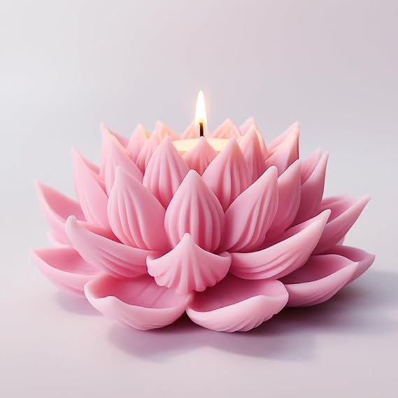 3D Lotus Flower Candle Mold, Silicone Aromatherapy Mold for Scented Candles, Soap, Resin, Epoxy, Cement, and Gypsum Perfect for Candle Making Supplies & Home Decor