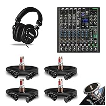 Mackie ProFX10v3+ 10-Channel Mixer with Effects and Bluetooth Bundle with 4 XLR Cables and Closed-Back Studio Mixing Headphones.