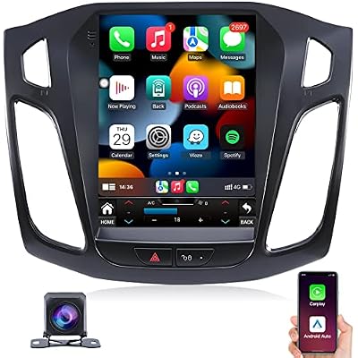 Ford Focus Car Stereo Radio 2012-2018 with CarplayAndroid Auto, 10.4 Inch IPS Touch Screen Replacement with GPS Navigation Bluetooth 5GWiFi Mirror Link Backup Camera, 2G RAM 32G ROM