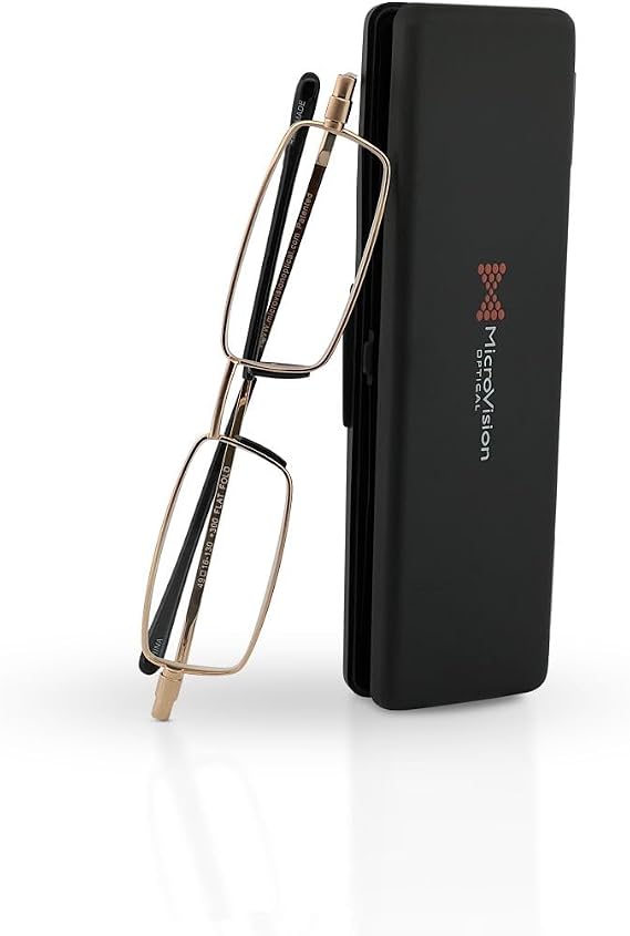 Flat Folding Reading Glasses With Compact Case For Women and Men, Slim, Foldable Frame Eyeglasses