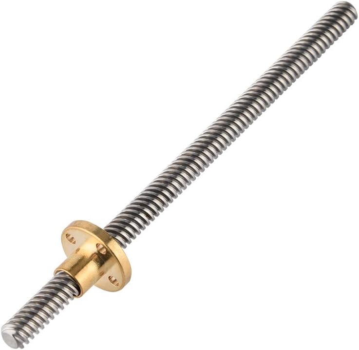 Screw Rod, T8 8mm Trapezoidal Stainless Steel Threaded Rod Lead Screw & Brass Nut for 3D Printer, Corrosion resistance, high temperature resistance(150mm)