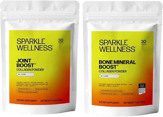 Sparkle Wellness Joint Boost (No Flavor) [30-Serves] & Bone Mineral Boost (No Flavor) [30-Serves] | Collagen with FORTIGEL & TENDOFORTE, and FORTIBONE to Support Joints and Bone Health