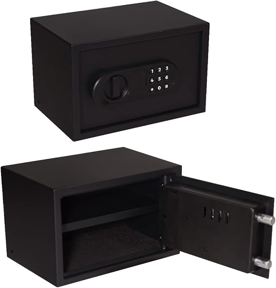 Home & Office Security Vault with Electronic Keypad, Heavy Duty Steel Electronic Safe Box with Backup Keys, PV2S