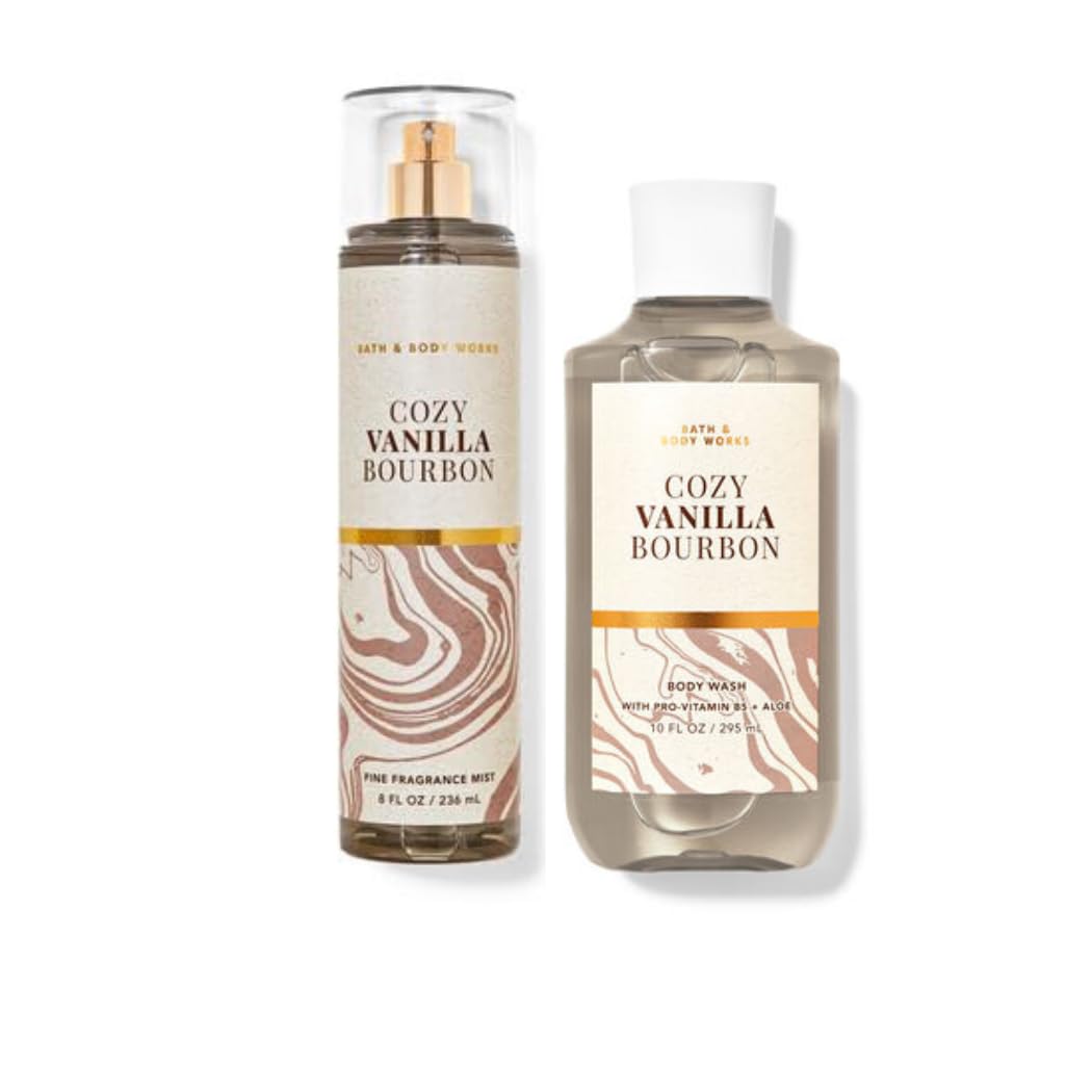 Bath & Body Fragrance Gift Set Cozy Vanilla Bourbon Mist and Shower Gel Body Wash