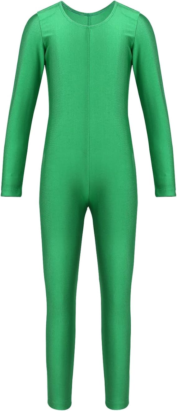Girls Kids Long Sleeve Gymnastics Ballet Dance Unitard One Piece Full Body Leotard Bodysuit Zentai