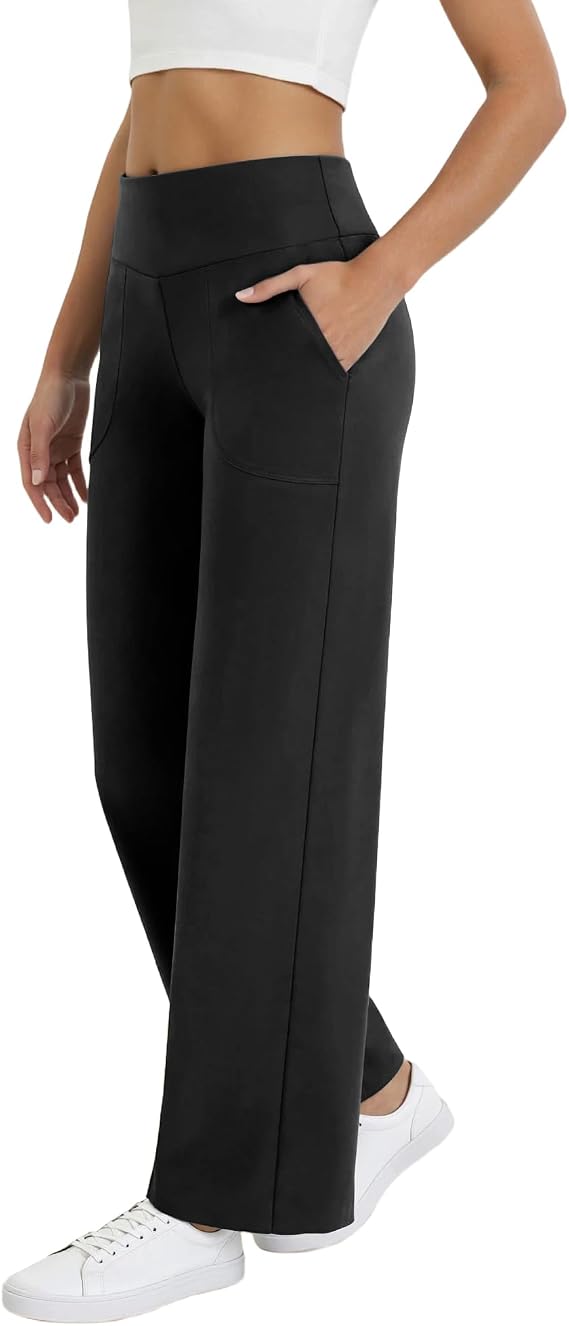 Yoga Pants Women Wide Leg Stretchy Casual Slacks Pockets
