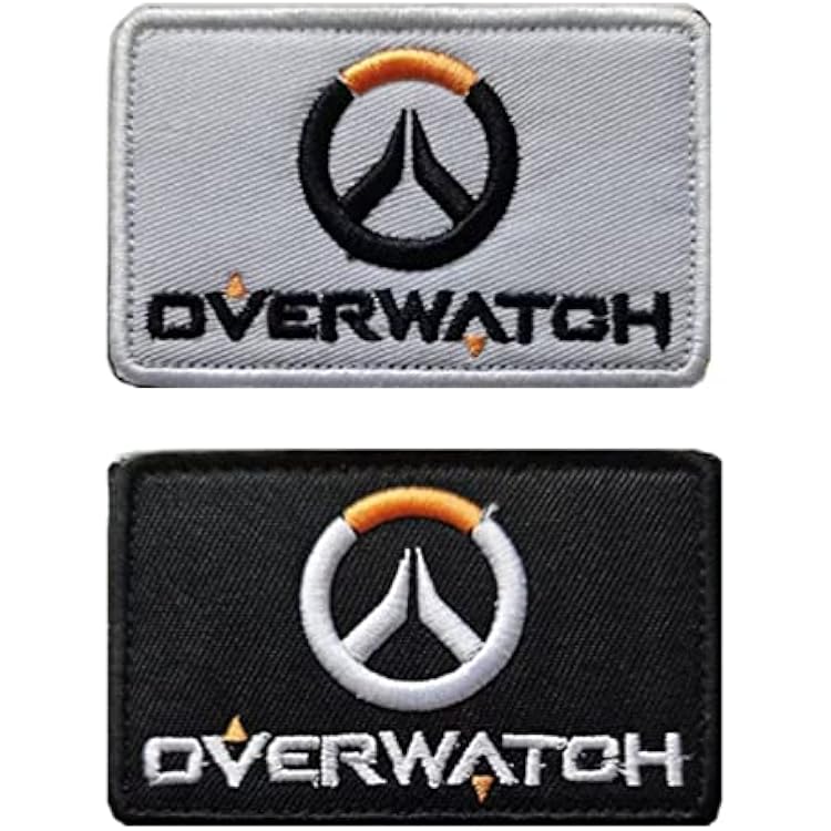 Heiorpai 2Pcs Overwatch Game Logo Patch Embroidered Decorative Hook and Loop Fasteners Backing Patch