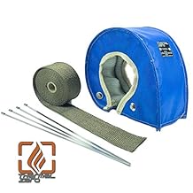 Thermal Zero Blue T3 Turbo Blanket Heat Shield Insulation Kit - with Lava/Titanium High Temperature Exhaust Wrap & Stainless Steel Zip Ties - TZ32047-ULKIT