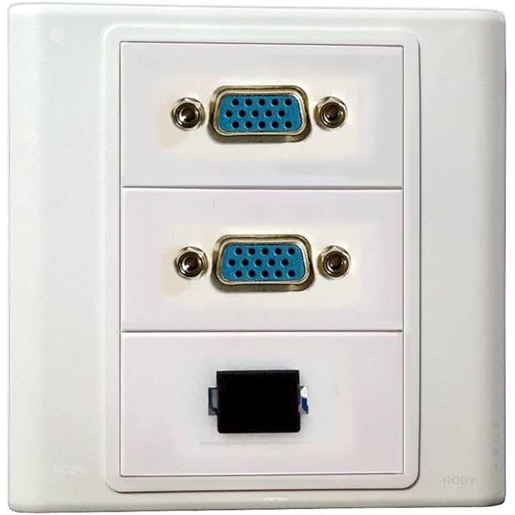 Wall Plate with 2 VGA  SC Simplex Keystone Modular D-Sub Monitor Display Jack Connectors Socket White Decorative FacePlates 3.39x3.39