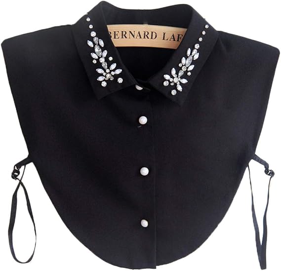 Vpang Fake Collar Detachable Blouse Dickey Collar Chiffon Rhinestone Half Shirt False Collar