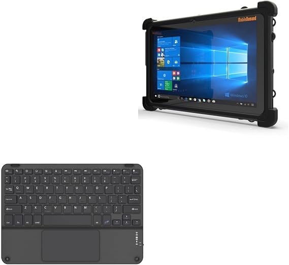 BoxWave Keyboard Compatible with MobileDemand xTablet Flex 10B - SlimKeys Bluetooth Keyboard with Trackpad, Portable Slim TouchPad - Jet Black