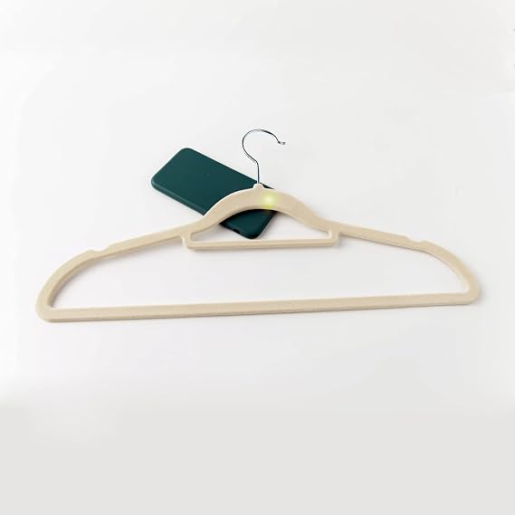 Velvet Hangers 20pcs Set Premium with Non-Slip Notch and Rotating 360Degree Hook,Clothes Coat Hangers with Tie Bar,Sturdy and Space Saving Beige Indoor Airer (Orange 42cm)