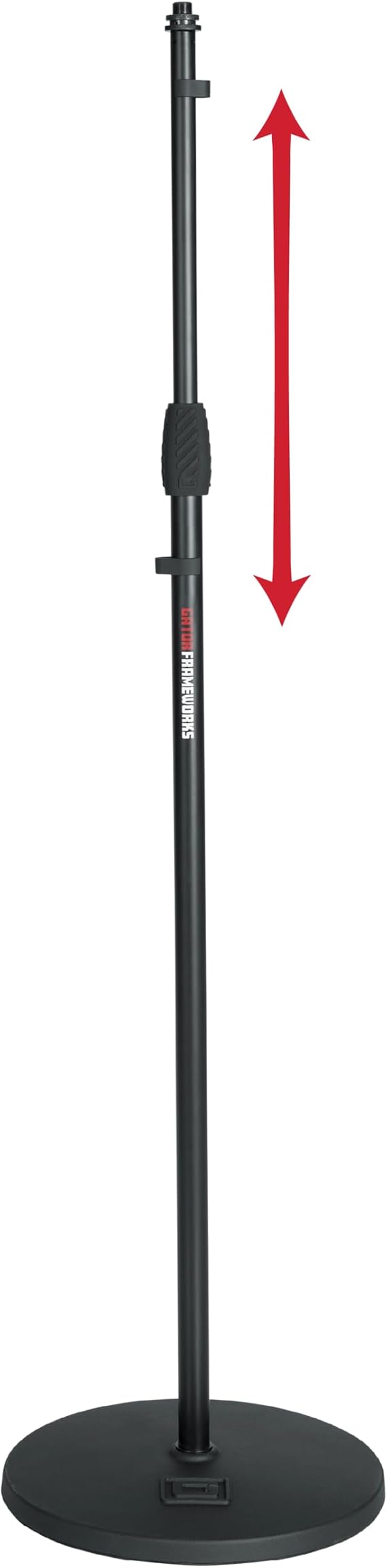 Gator Frameworks 12" Round Base Microphone Stand (GFW-MIC-1200) | Weighted Base, Soft Grip Twist Clutch Height Adjustment, Perfect for Stage or Studio