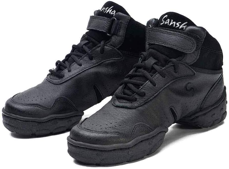 SANSHA Womens Dance Studio Exercise Sneakers Leather TPR Split-Sole BoomerangSneaker