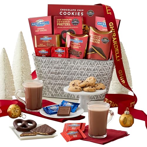 Ghirardelli Chocolates, Cookies and Sweets Grande Gift Basket Brimming with Chocolate Classics Like Chocolate Chip Cookies, Cocoa Mix and More - Red Ribbon, Chocolate Gift Basket, Gourmet Gifts