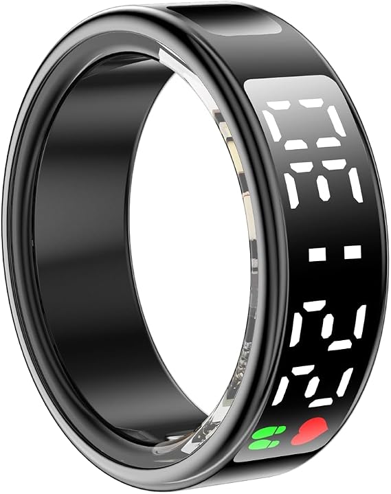 Smart Ring for Samsung IP68 Blood Oxygen Heart Rate Monitor Pedometer Calorie Counter Bluetooth Health Ring Black #8