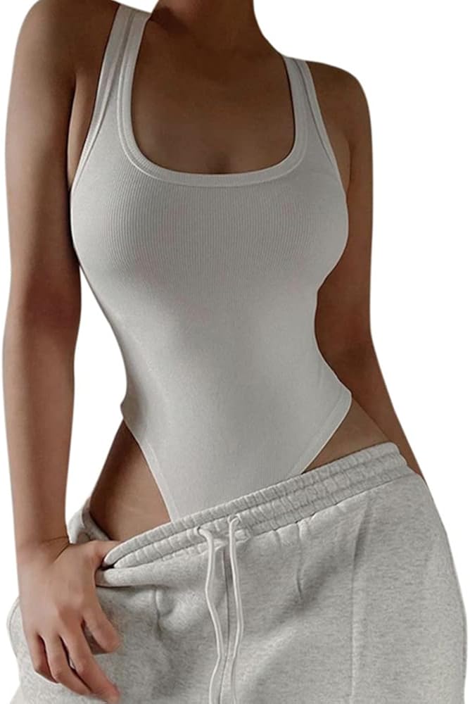 TTPSRY Women's Sleeveless Bodysuit Sexy Ladies Tank Tops Stretch Leotard Shirts Going Out Camisole Bodysuit