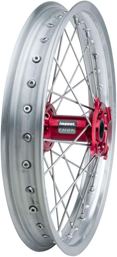 Tusk Impact Complete Wheel - Rear 19 x 2.15 Silver Rim/Silver Spoke/Red Hub