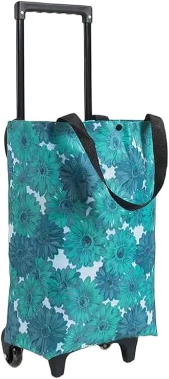 Foldable Shopping Cart with Wheels - Portable Trolley Tote for Travel, Waterproof Rolling Bag, Lightweight Grocery Cart for Easy Transport