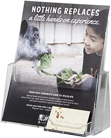 Clear-Ad - Acrylic Flyer Holder 8.5 x 11 with Business Card Pocket - Clear Flyer Display Stand - Literature, Menu, Pamphlet, Document, Paper, Brochure Plastic Rack - LHF-P120 (Single Pack)