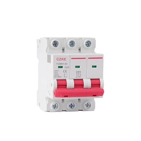 YCB6H-63 3P Miniature Circuit Breaker MCB Overload Protection 3Poles Din Rail Mount Breaking Capacity 6A/10A/16A/20A/25A/32A (Color : 3, Size : 63A)