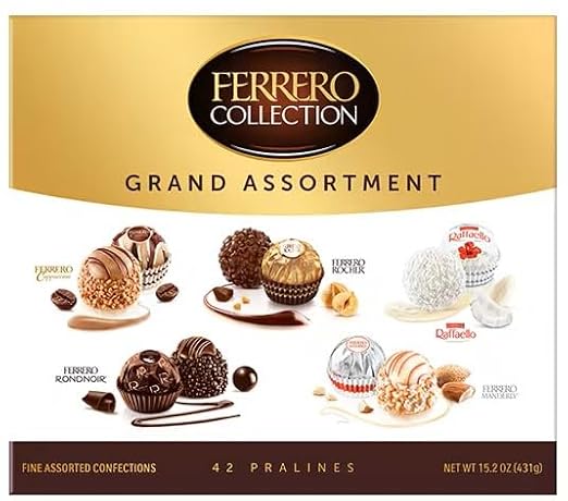 Ferrero Collection Grand Assortment Chocolate, 42 Fine Assorted Count, Net Wt 15.2oz (431gr)