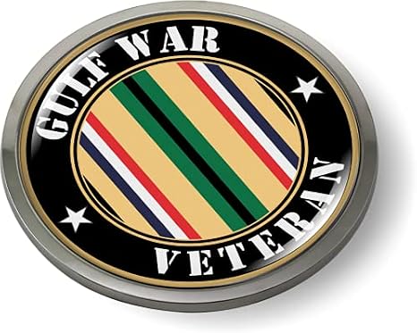 Gulf War Veteran CAR Emblem Badge Sticker Chrome Metal Bezel | 3D Domed, made by BestLicensePlateFrames