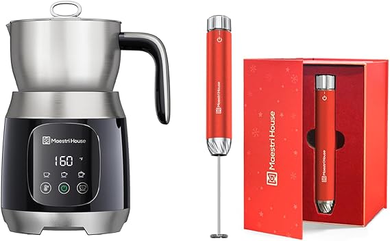 Maestri House Variable Temp and Froth Thickness DualFro 600 Milk Frother Steamer+ LunaFro Max Rechargeable Milk Frother