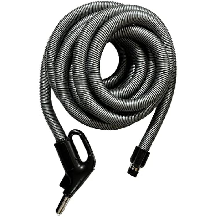 Wessel-Werk Electric Central Vacuum Hose 35 ft with 3-way OnOff Power Control Switch on Comfort Grip Hose Handle, Flush Handle Connection with Direct Connect Hose End Configuration,