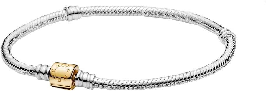 PANDORA Moments Two-Tone Barrel Clasp Snake Chain Bracelet