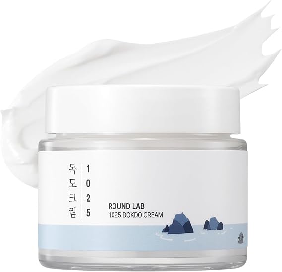 ROUND LAB 1025 Dokdo Cream (80ml), 48-Hour Deep Hydrating Face Moisturizer for Acne-Prone, Redness and Sensitive Skin with Ceramide, Skin Barrier Repair Face Cream, No Fragrance, Korean Skin Care